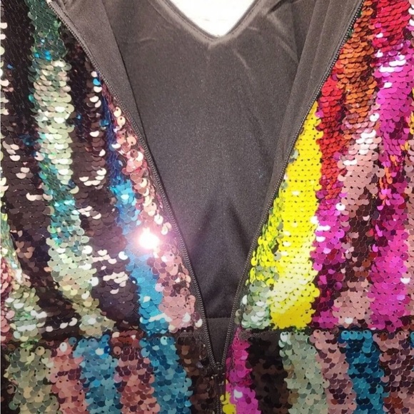 NWT As U Wish size Medium Multicolor Sequin V-Neck Dress - Picture 4 of 6
